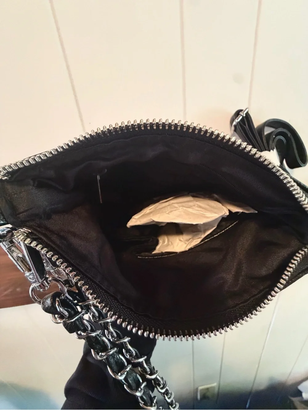 Black Faux Leather Bag - multiple strap styles